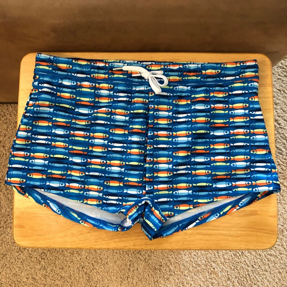 2(X)IST MEN'S CABO SWIM TRUNK FISH STRIPE IMPERIAL BLUE XL NWOT